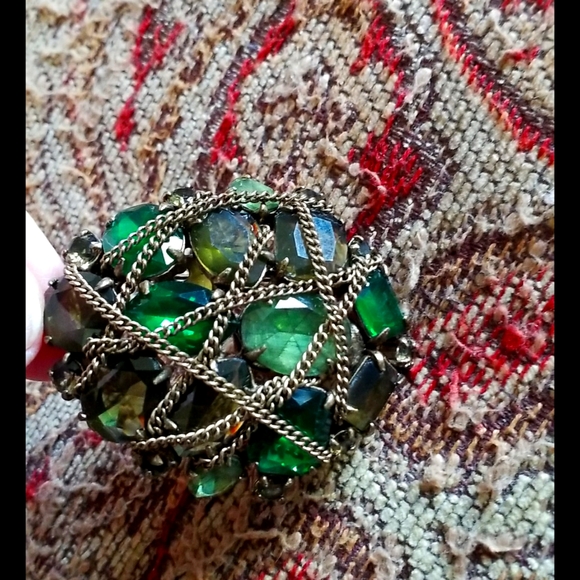 Green Rhinestone Brooch Pendant - Picture 9 of 12